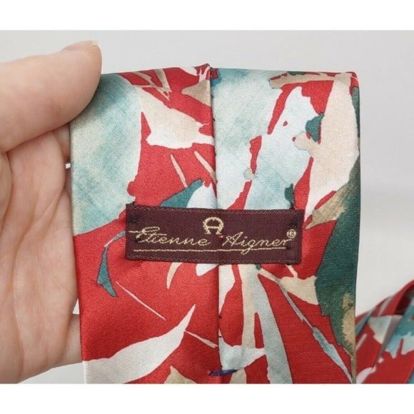 VTG Etienne Aigner Mens Abstract Floral Multicolor Pattern, Red, Green, Purple - Picture 4 of 7